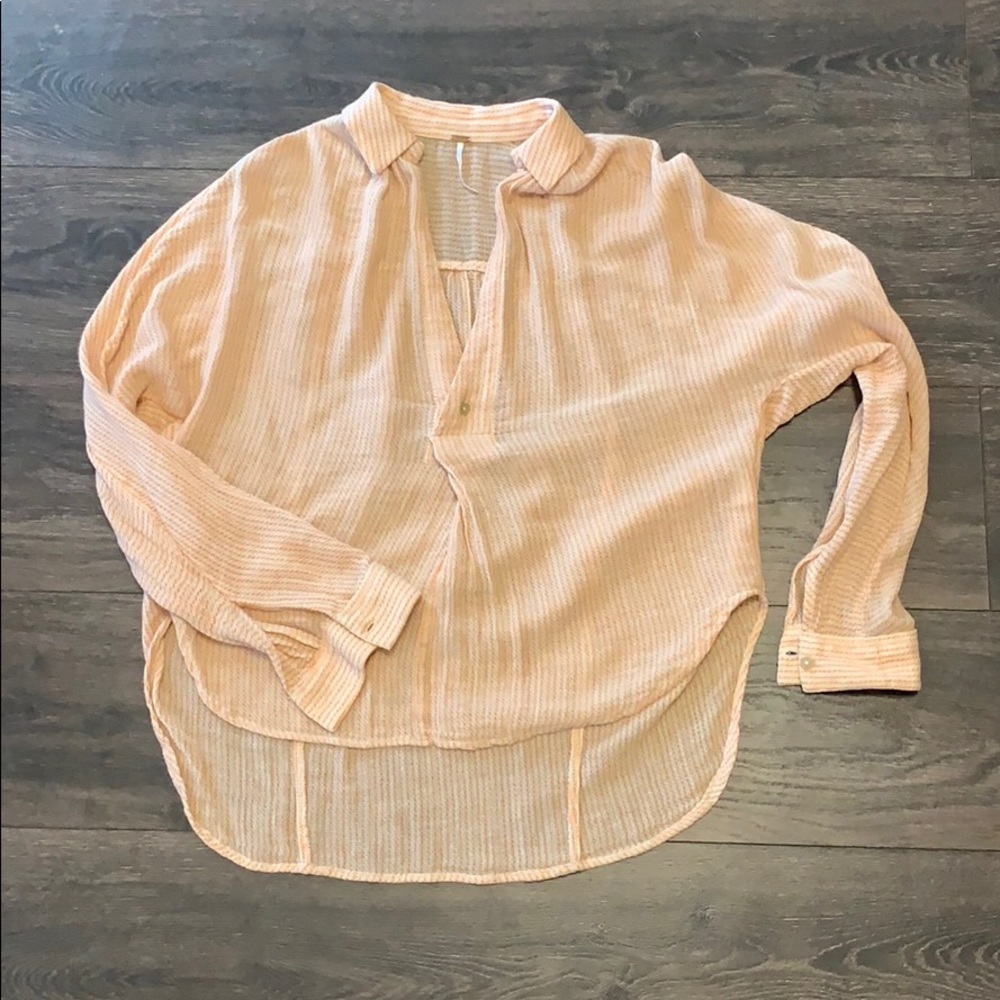Free People Peach and Cream Top
